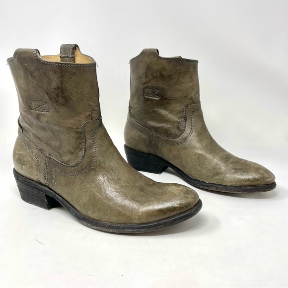 Frye Jaden Roper Western Leather Ankle Boots Size 7.5 - Picture 3 of 12